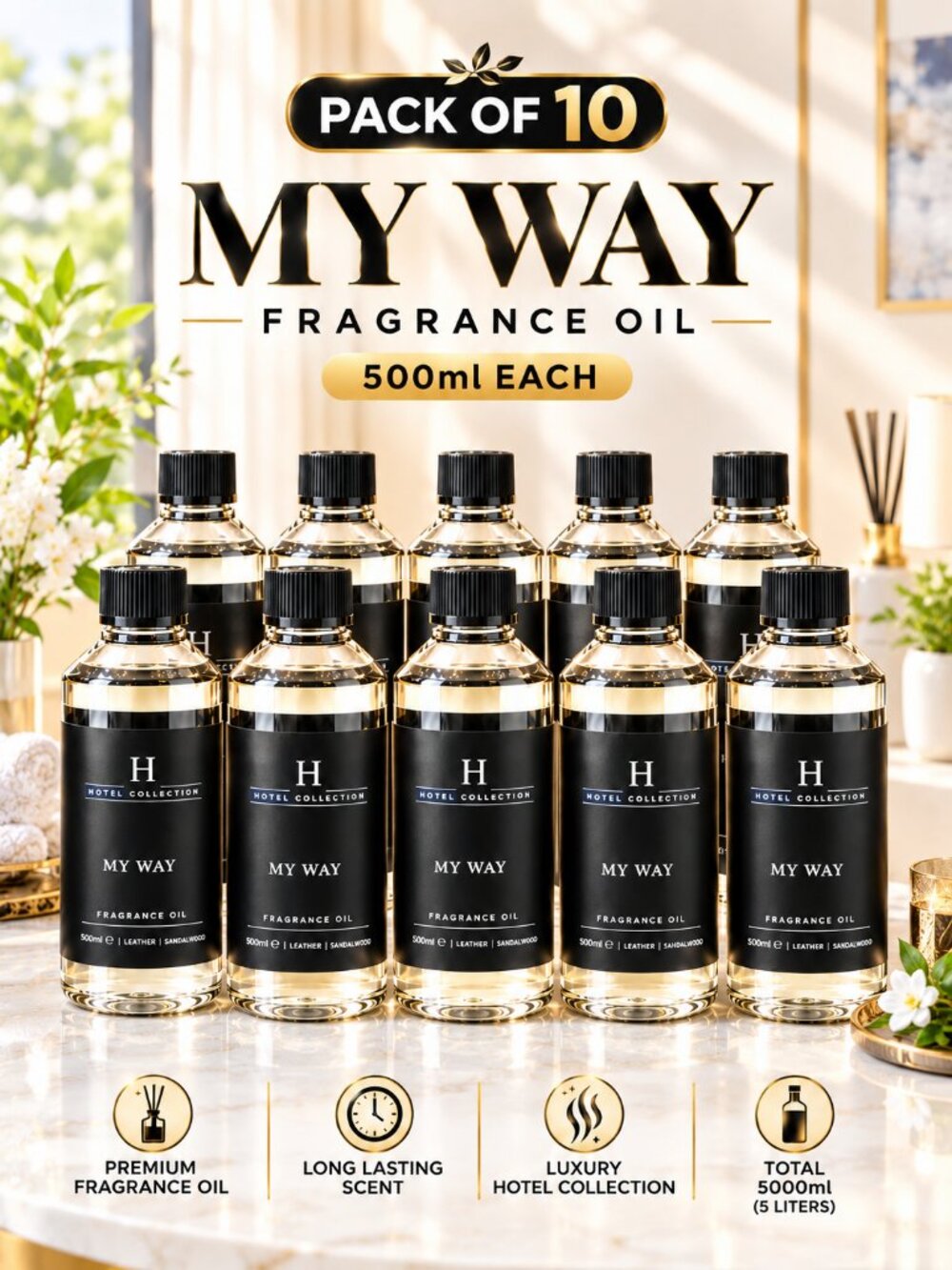 My Way 500ml Diffuser Oil Hotel Miami – Hotel Collection Aroma360, Pack of 10